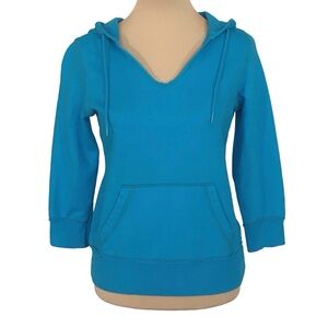 Old Navy Blue 3/4-Sleeve Pullover Hoodie, Women's Small